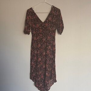 Maurices Asymmetrical Floral Dress - Black and Red